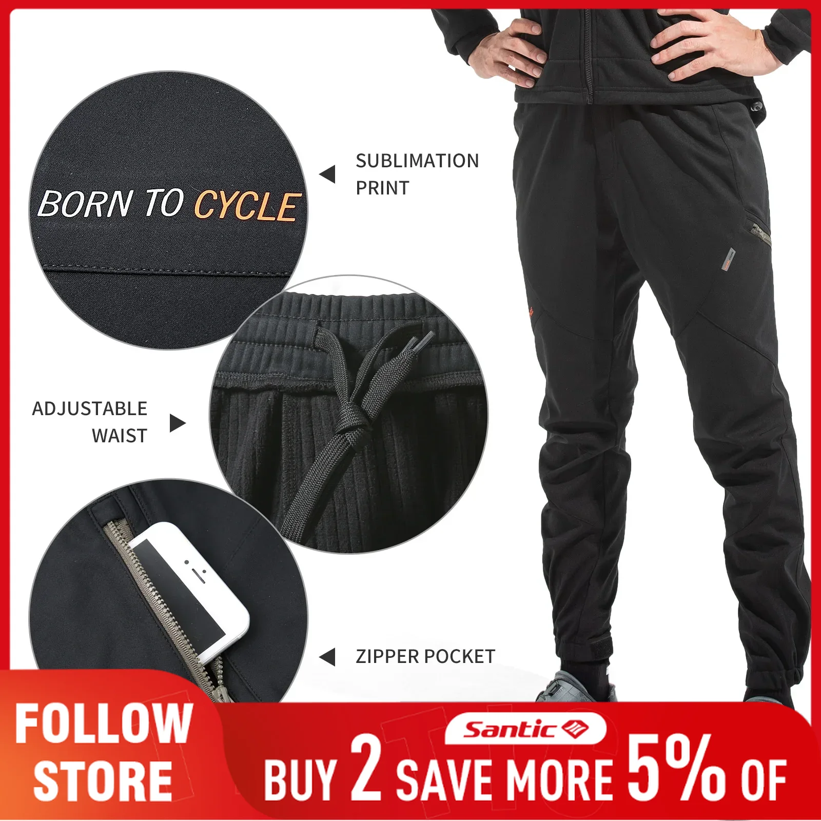 Cycling Commute Pants - Santic rahat bisiklet pantolonları erkek kış